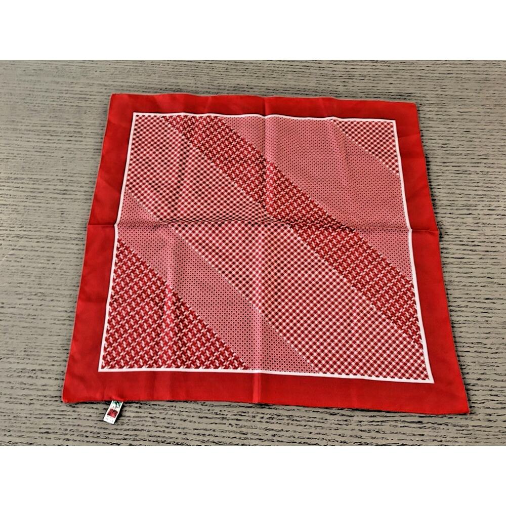Vintage Red and White Classic Elegant striped Bandana Head Scarf Made in Italy